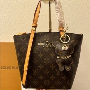 Brown LV brown bag with teddy bear charm